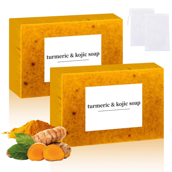 2Pcs Kojic Acid & Turmeric Soap -for Face & Body Turmeric Cleansing Soap