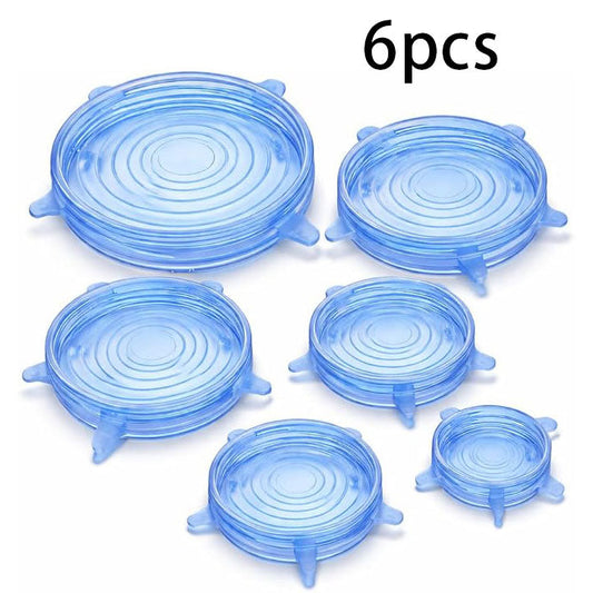 6PCS Reusable Food Grade Silicone Covers for Bowls, Pots, Cups & Fruits, BPA Free