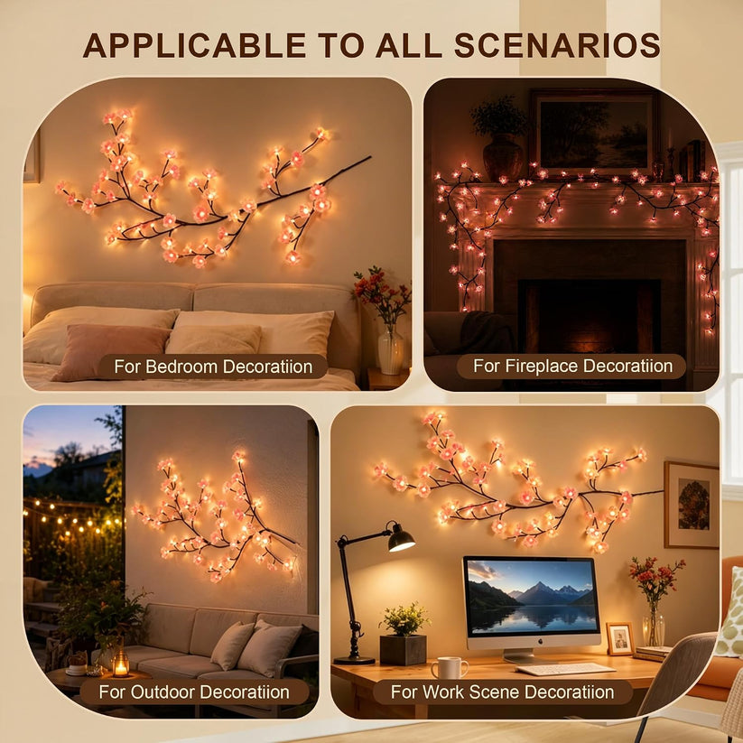 5.25 Ft 72 Lights LED Tree Branch Lights for Wall Cherry Blossom Lights