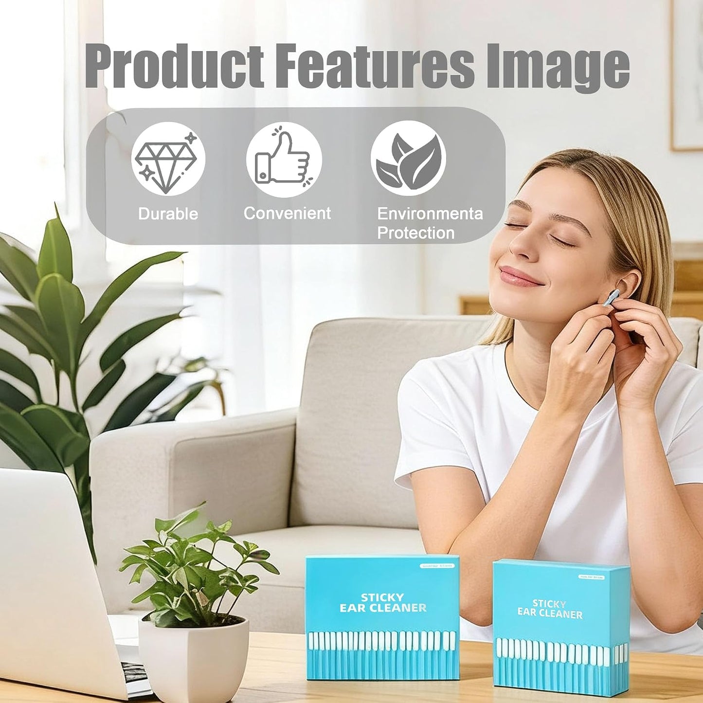 48PCS Sticky Ear Reusable Earwax Remova lAdhesive Swabs Cleaning Stick,