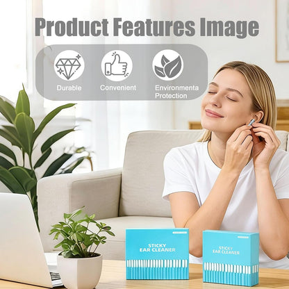 48PCS Sticky Ear Reusable Earwax Remova lAdhesive Swabs Cleaning Stick,
