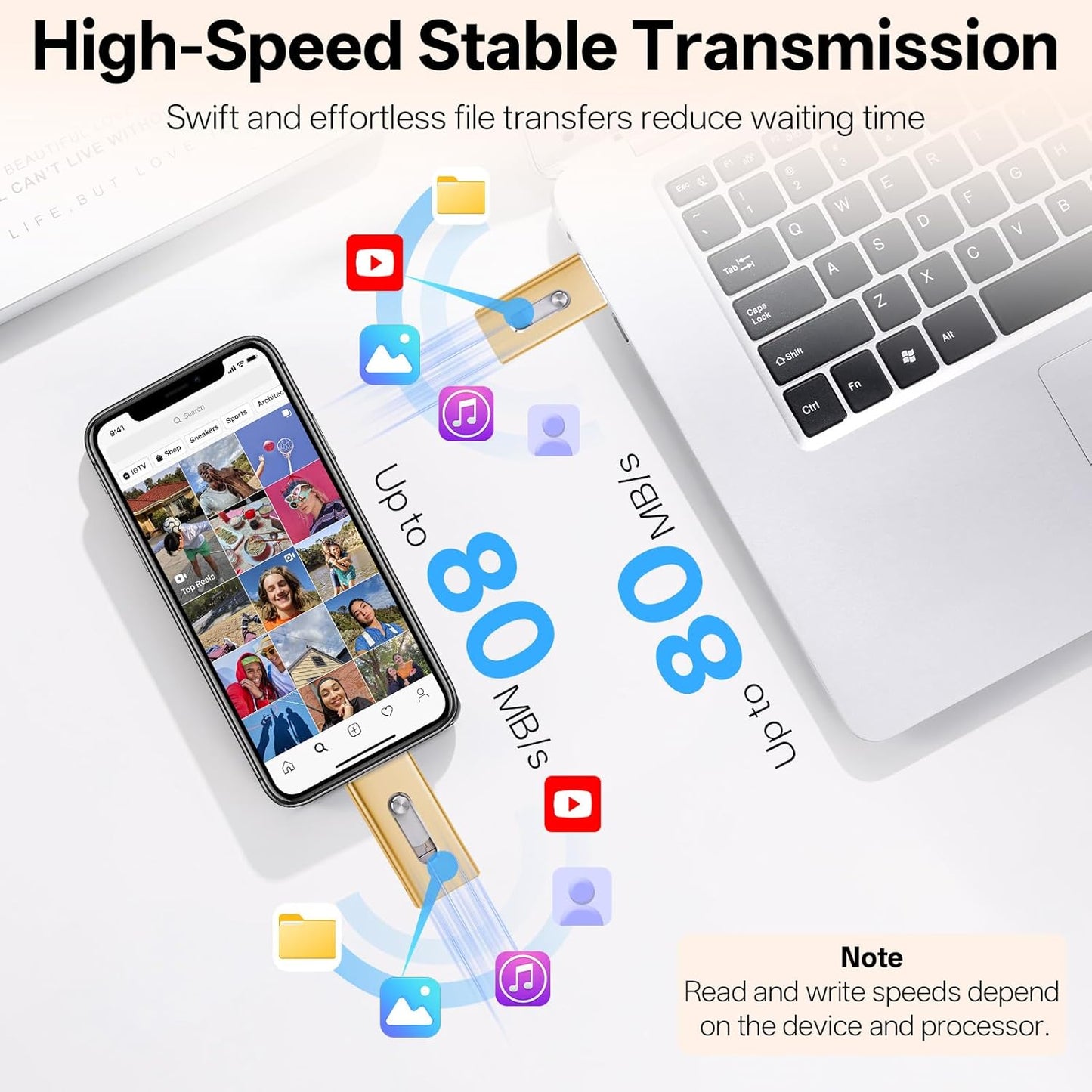 4-in-1 Flash Drive MFi Certified 256 GB Portable USB OTG Memory Stick