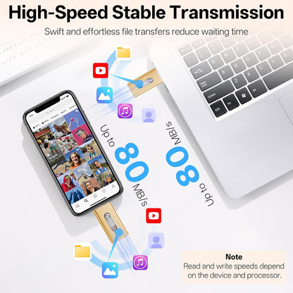 4-in-1 Flash Drive MFi Certified 256 GB Portable USB OTG Memory Stick