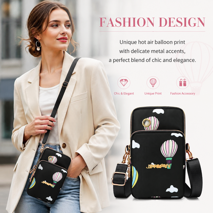 Women's 3-Compartment Waterproof Crossbody Bag / Coin & Phone Pouch