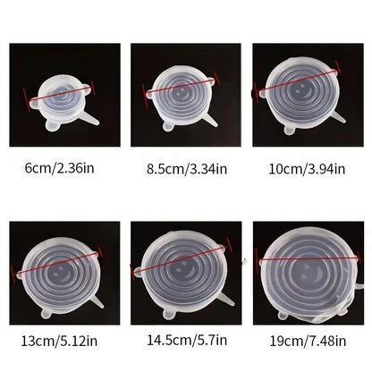 6 Pack Reusable Food Grade Silicone Covers for Bowls, Pots, Cups & Fruits, BPA Free