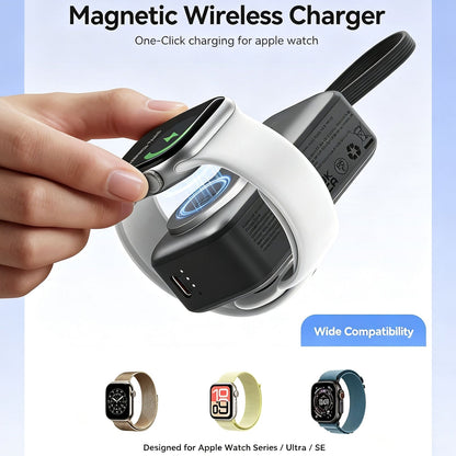 3-in-1 5000mAh Portable Charger with Built-in USB-C Cable | Mini Power Bank for Apple Watch