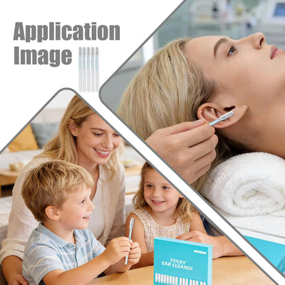 48PCS Sticky Ear Reusable Earwax Remova lAdhesive Swabs Cleaning Stick,