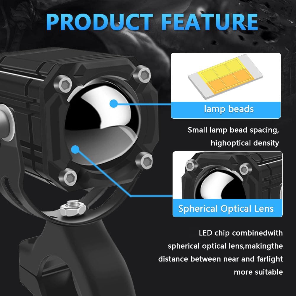 A Pair Super Bright 6000LM LED Spotlights 4 Modes 12V,FogLight Driving SignalLights