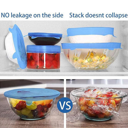 6 Pack Reusable Food Grade Silicone Covers for Bowls, Pots, Cups & Fruits, BPA Free