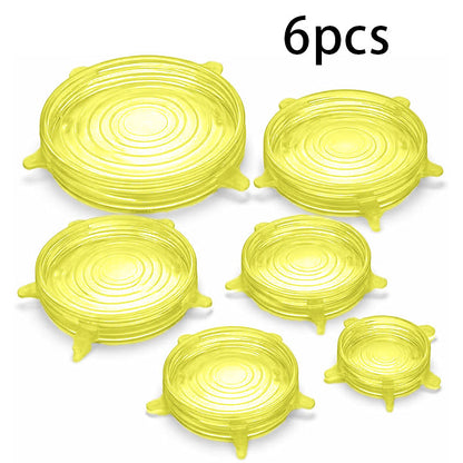 6 Pack Reusable Food Grade Silicone Covers for Bowls, Pots, Cups & Fruits, BPA Free
