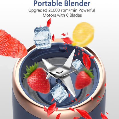 Portable Blender,Personal Blender USB Rchargeable 400ML With6 Blades