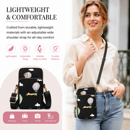 Women's 3-Compartment Waterproof Crossbody Bag / Coin & Phone Pouch