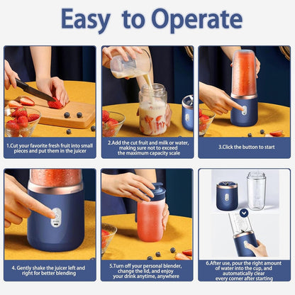 Portable Blender,Personal Blender USB Rchargeable 400ML With6 Blades
