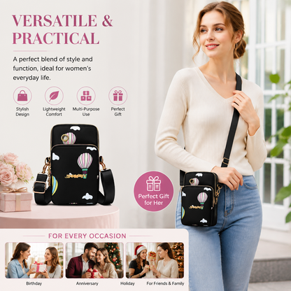 Women's 3-Compartment Waterproof Crossbody Bag / Coin & Phone Pouch
