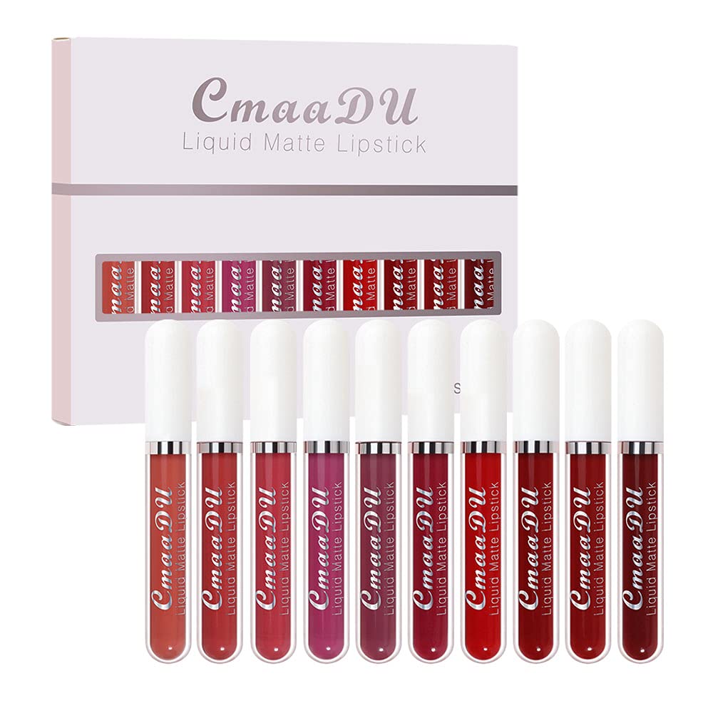 10Pcs Liquid Matte Lipstick Set, Long Lasting Lipstick 24 hour Waterproof Lip Gloss