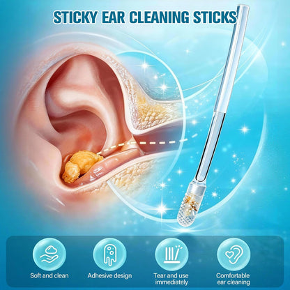 48PCS Sticky Ear Reusable Earwax Remova lAdhesive Swabs Cleaning Stick,