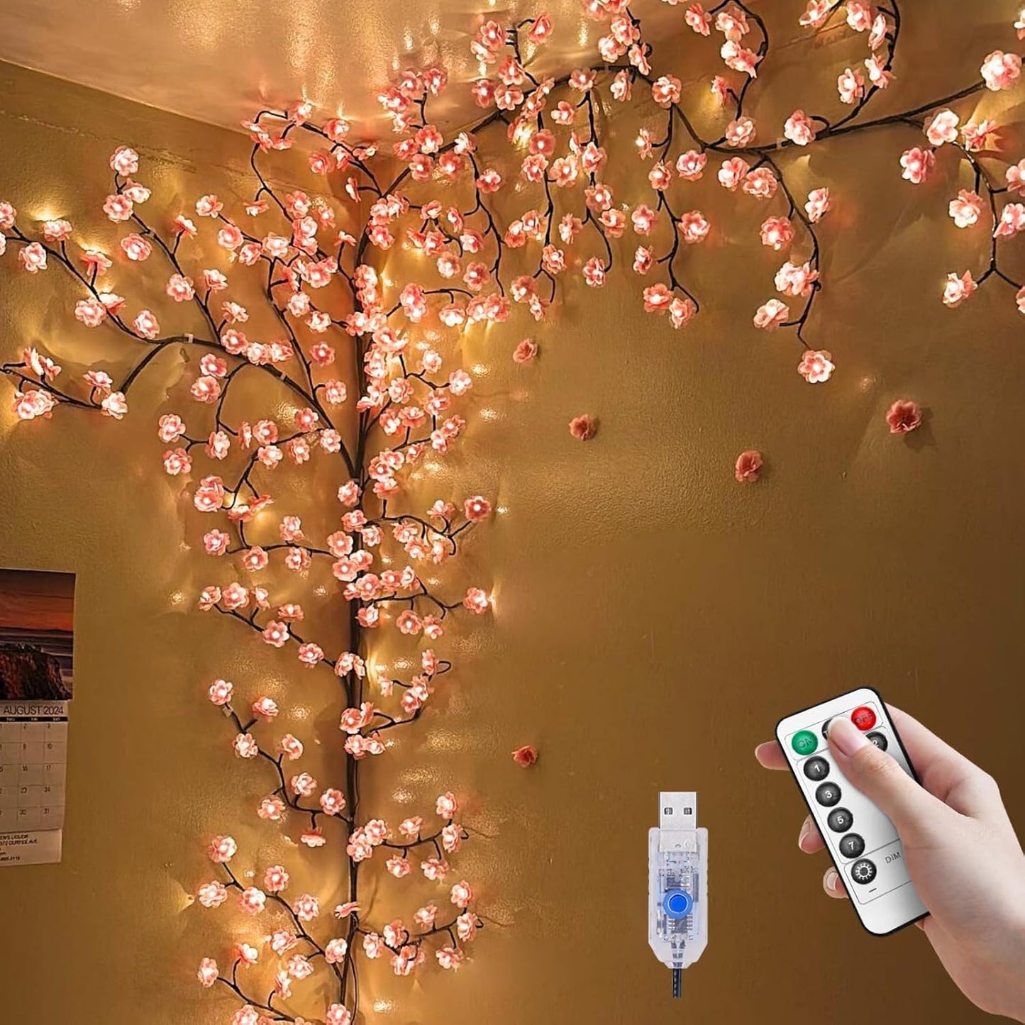 5.25 Ft 72 Lights LED Tree Branch Lights for Wall Cherry Blossom Lights