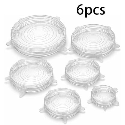 6 Pack Reusable Food Grade Silicone Covers for Bowls, Pots, Cups & Fruits, BPA Free