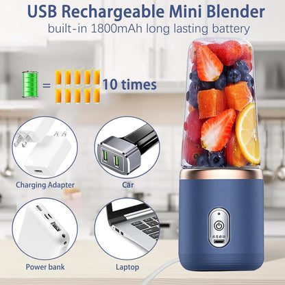 Portable Blender,Personal Blender USB Rchargeable 400ML With6 Blades