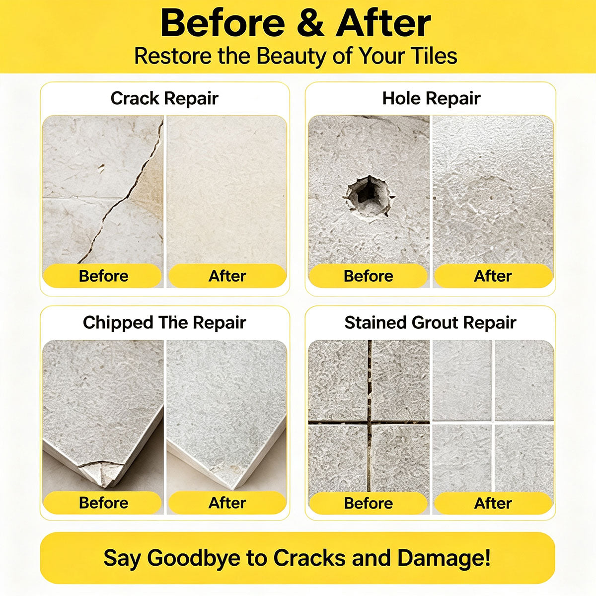 Quick-Drying Tile Repair Glue, Multifunctional Tile Stone Crack Repair Kit