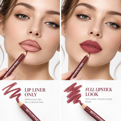 12 Pcs Matte Lip Liner Pencil Set with Built-In Sharpeners