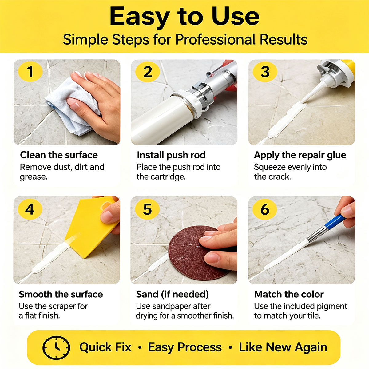 Quick-Drying Tile Repair Glue, Multifunctional Tile Stone Crack Repair Kit