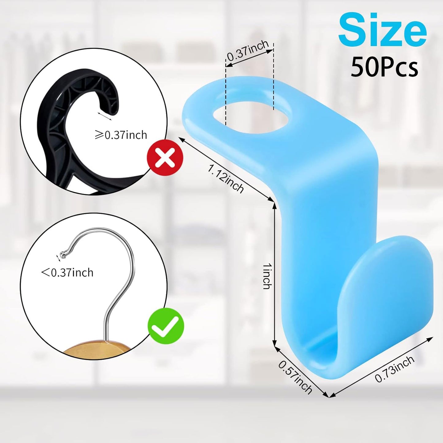 50 PCS Space Saving Hanger - Clothes Connector Hooks, Stacking Space Saver