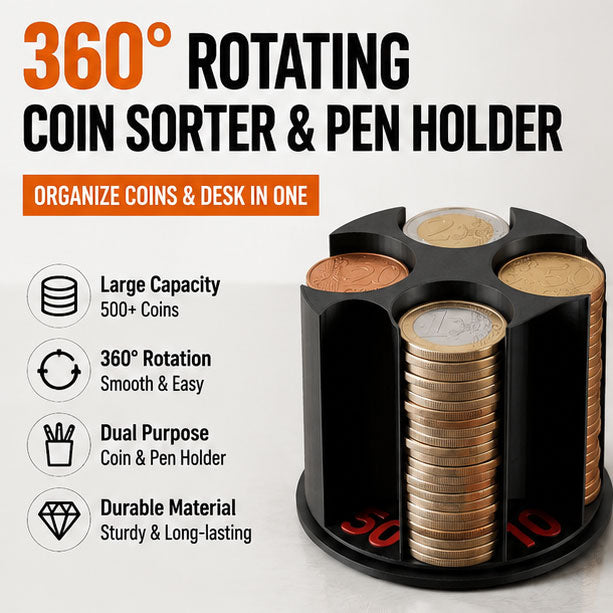 Rotatable In-Car Coin Organizer and Sorter Creative Pen Holder