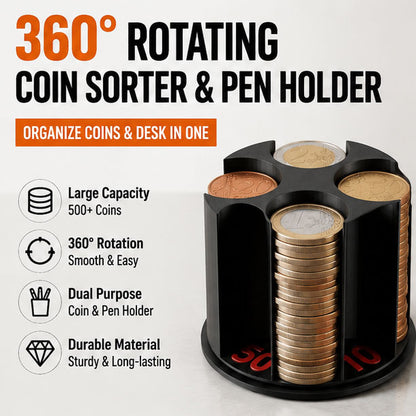 Rotatable In-Car Coin Organizer and Sorter Creative Pen Holder