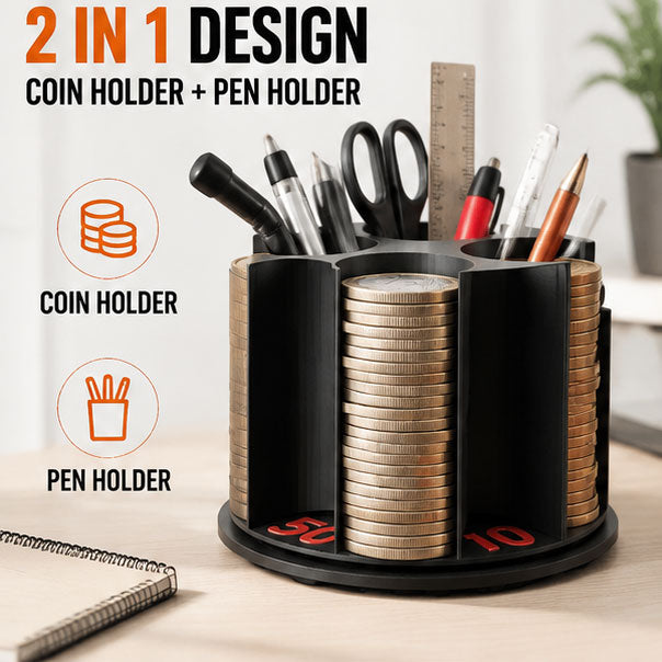 Rotatable In-Car Coin Organizer and Sorter Creative Pen Holder