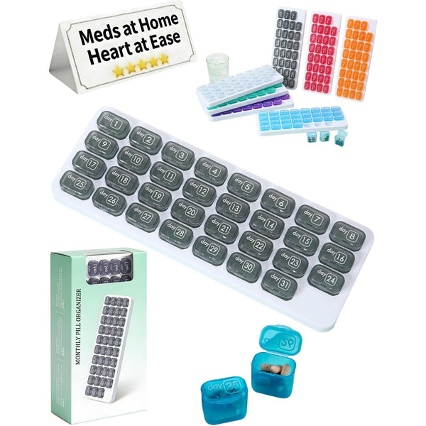 31 Day Monthly Pill Organizer Holder with Removable Medication Pods