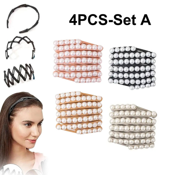 4PCS Retractable & Collapsible Pocket Headband Set