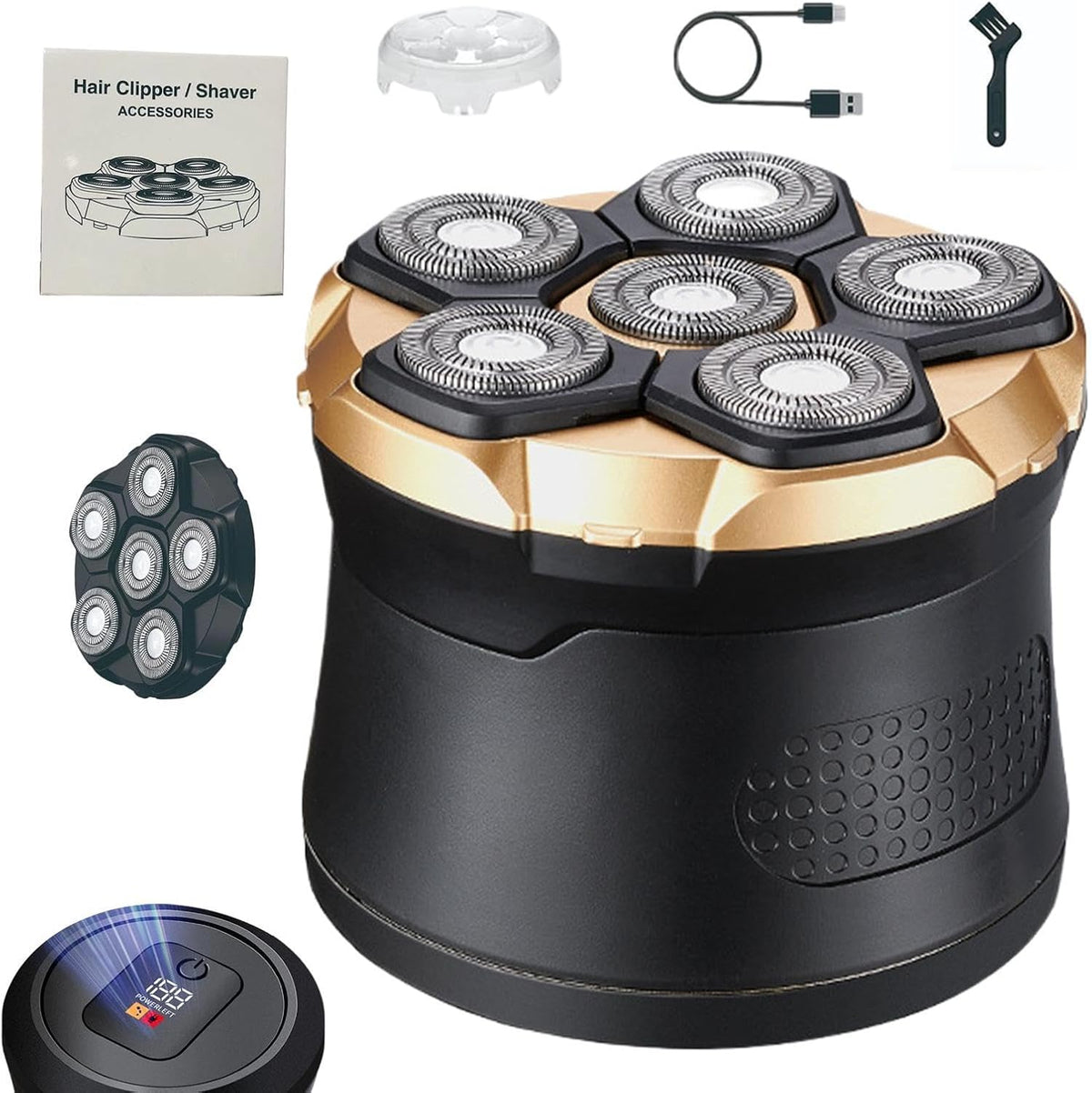 Men's Powerful Electric Rotary Shavers Bald, 7D Floating Electric Shaver with LED Display