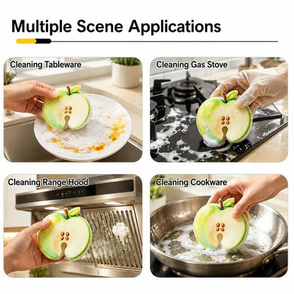 Cute Fruit‑Shaped Dishwashing Sponge Scrubber No‑Scratch Kitchen Cleaner