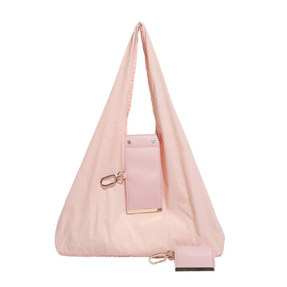 Expandable Foldable Keychain Tote Bag,  Leather Mini Bag with Key Ring