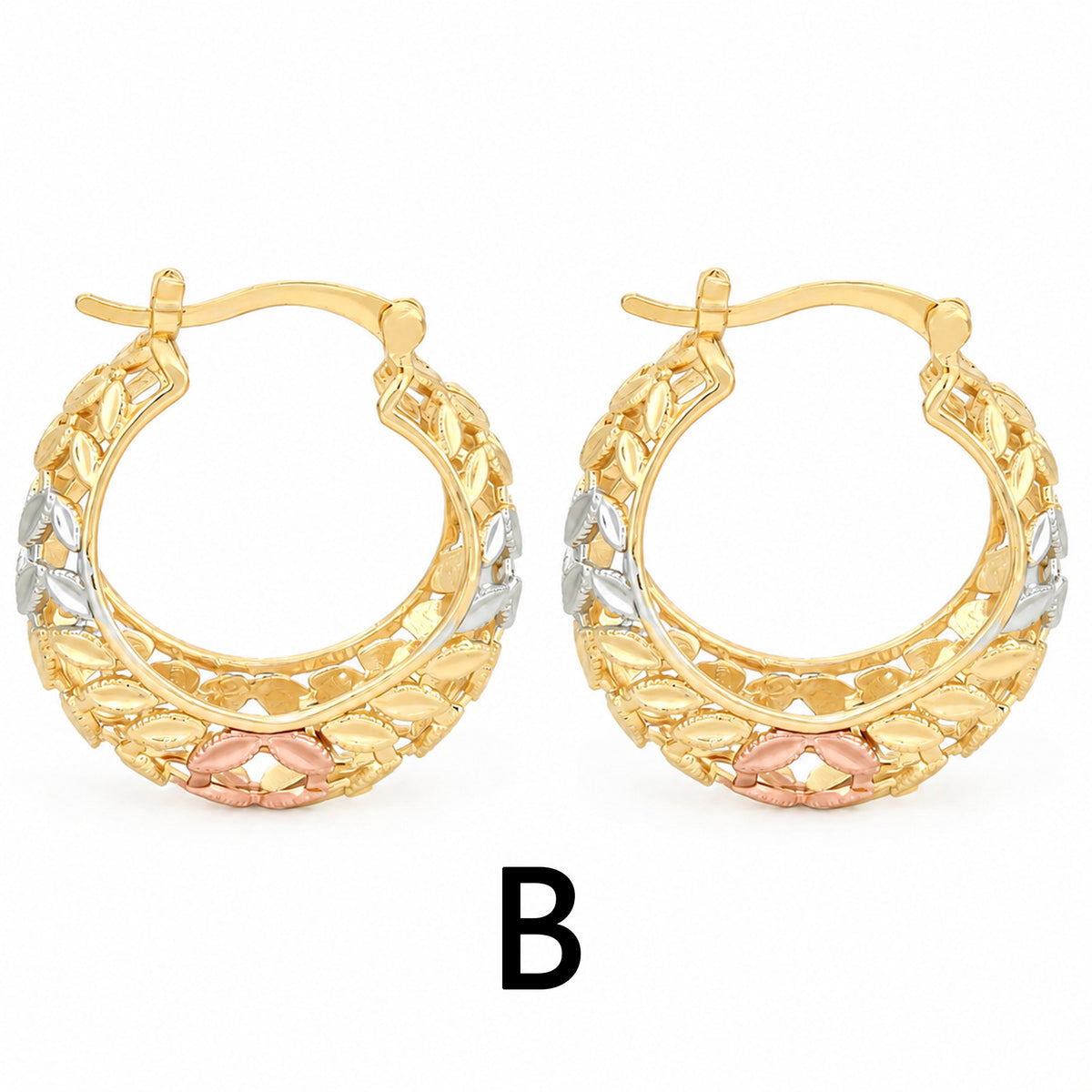 Gold Plated Crescent Moon Earrings with Colorful Enamel Flowers