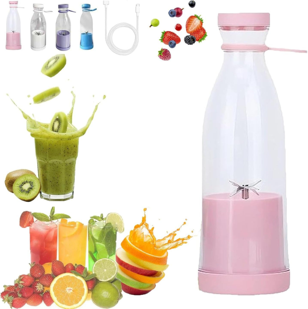 Portable Electric Juicer Bottle ,Wireless Rechargeable Trave lBlender Milkshakes Juicer