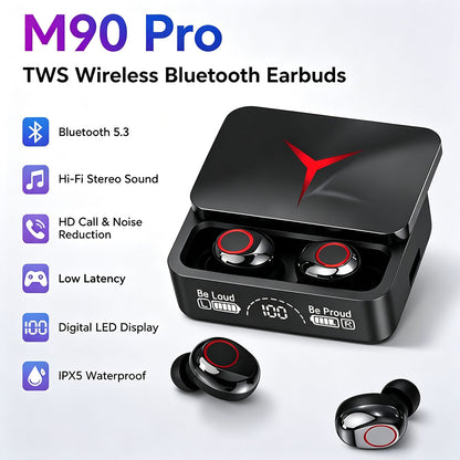 M90 Pro TWS Earphones HD Voice Noise Cancelling Earbuds V. 5.3