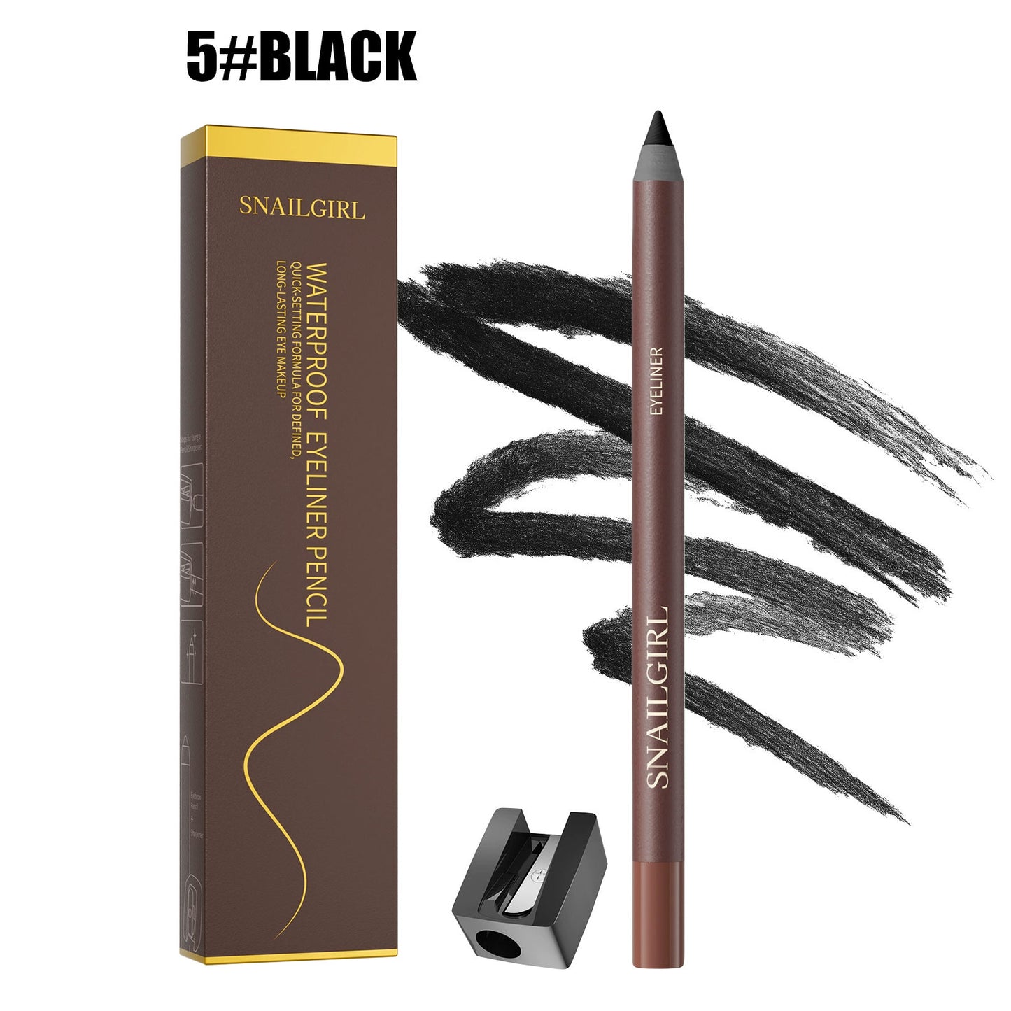 Smooth Glide Eyeliner Pencil Set - Gentle Waterproof Gel Eyeliner Pencil with Sharpener