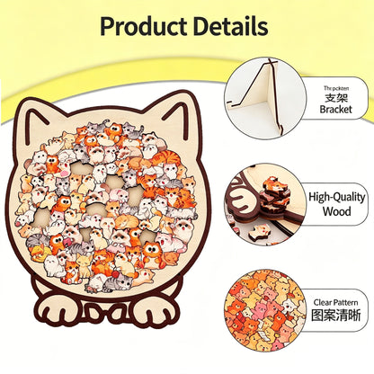 Irregular Cute Animal Wooden Puzzle With Stand