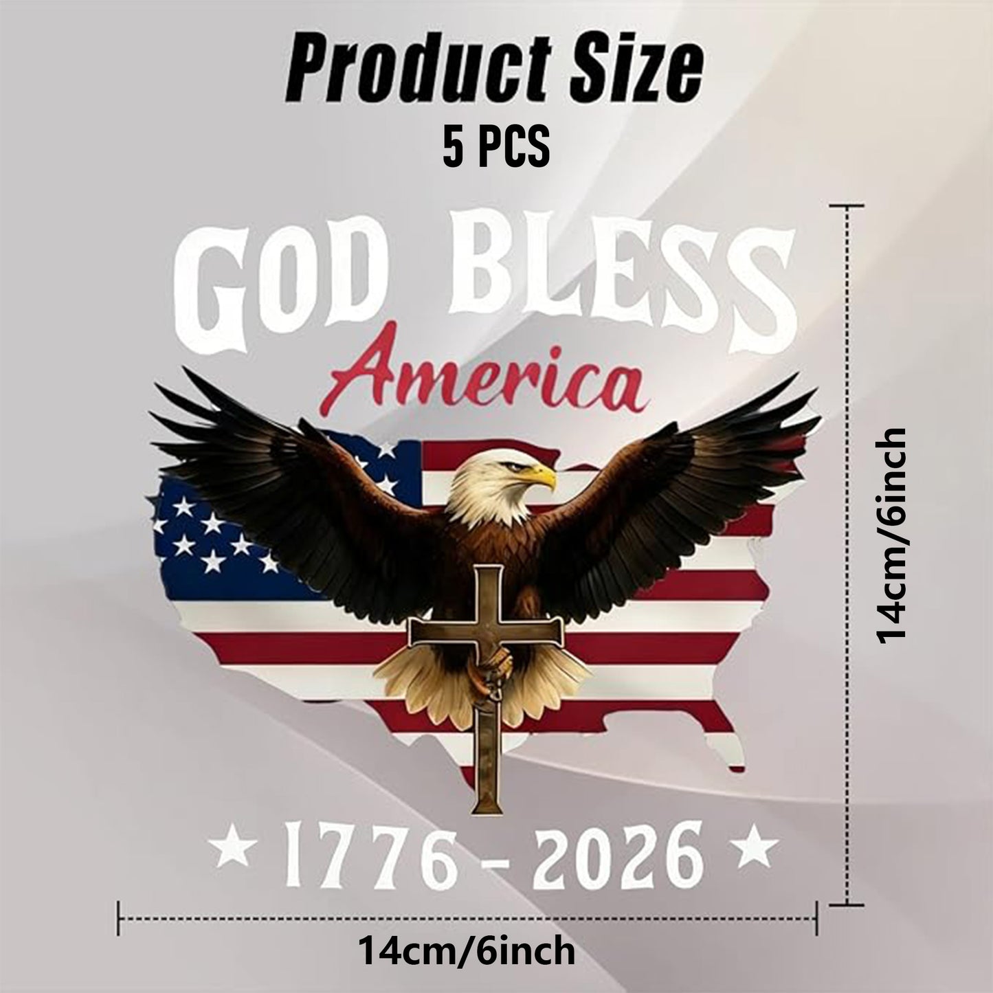 5PCS God Bless 1776-2026 America 250th Anniversary Stickers