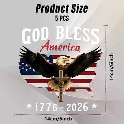 5PCS God Bless 1776-2026 America 250th Anniversary Stickers
