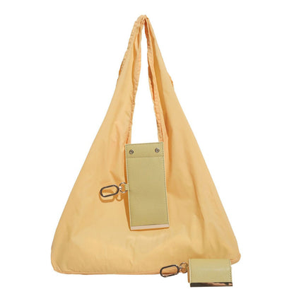 Expandable Foldable Keychain Tote Bag,  Leather Mini Bag with Key Ring