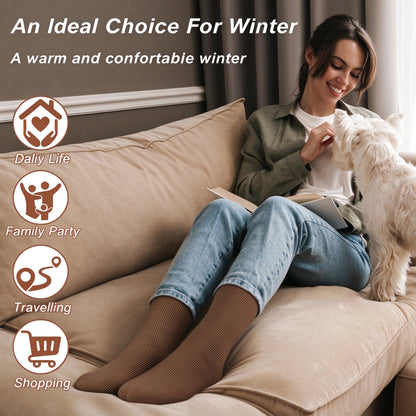 5 Pairs Women’s Ultra-Soft Fleece Thermal Socks- Ribbed Winter Warm Socks, Moisture-Wicking