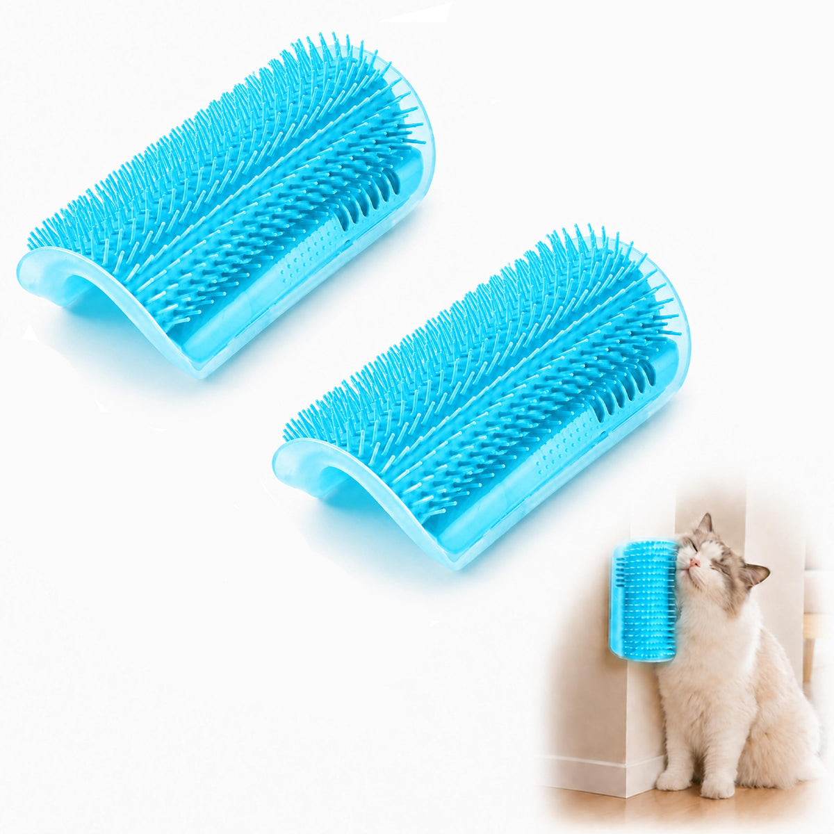 2 Pack Cat Self Groomer Wall Brush , Corner Cat Grooming Comb