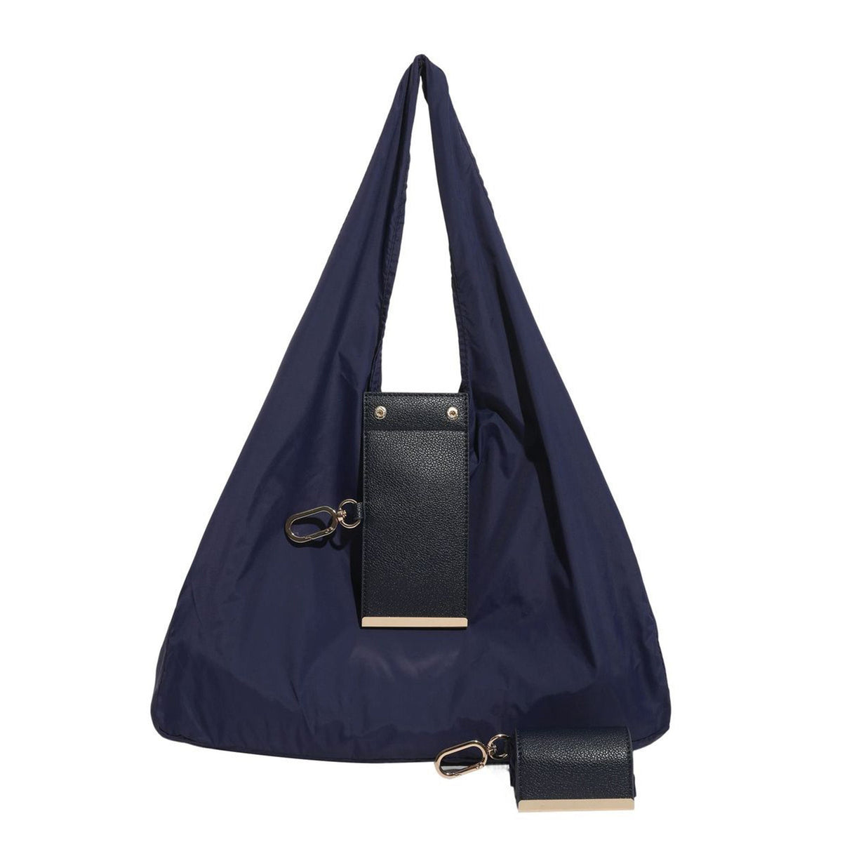 Expandable Foldable Keychain Tote Bag,  Leather Mini Bag with Key Ring