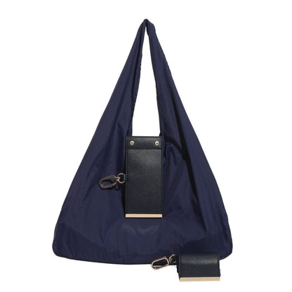 Expandable Foldable Keychain Tote Bag,  Leather Mini Bag with Key Ring