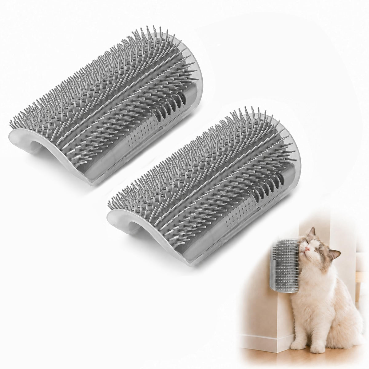 2 Pack Cat Self Groomer Wall Brush , Corner Cat Grooming Comb