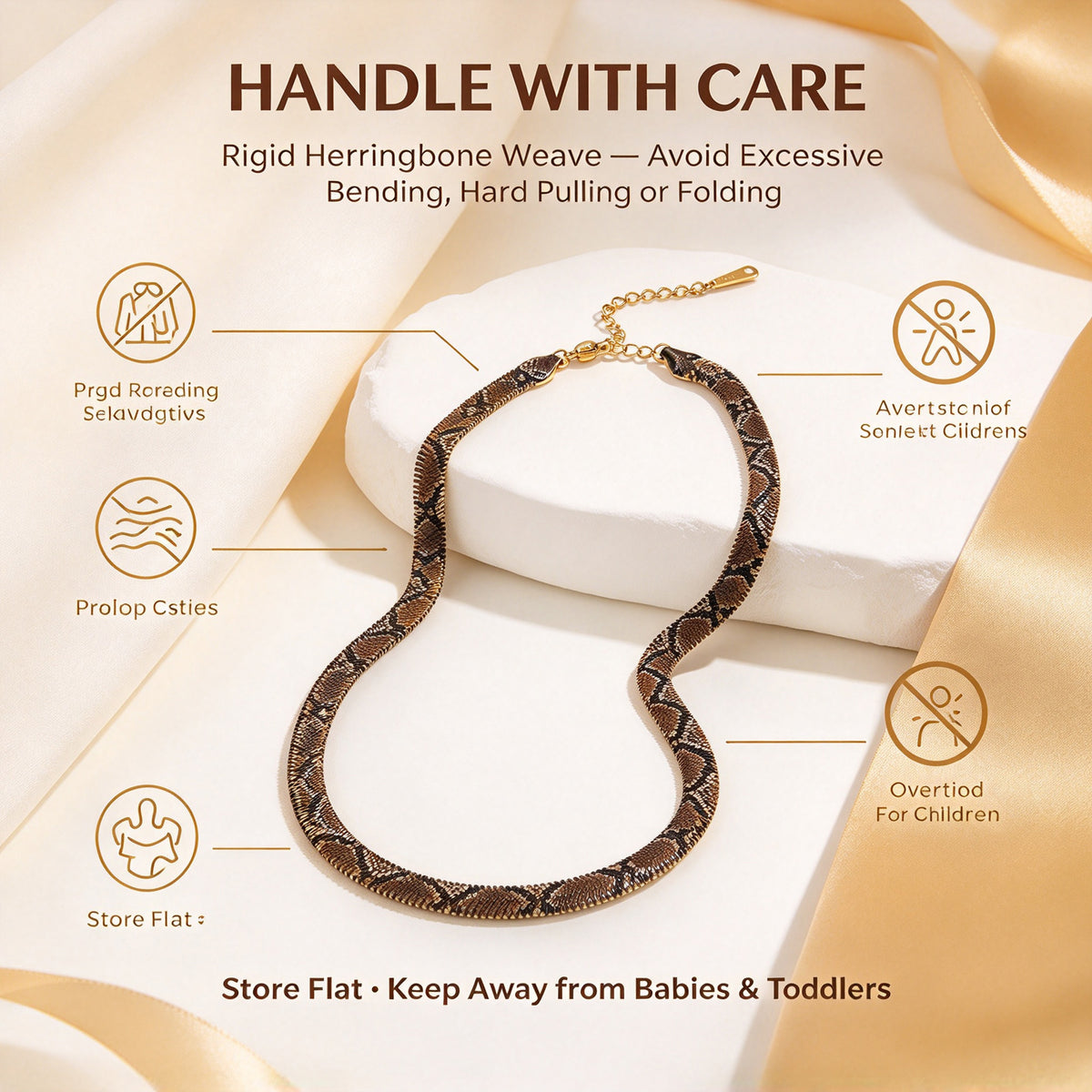 Stylish Metallic Faux Flat Snake Chain Choker