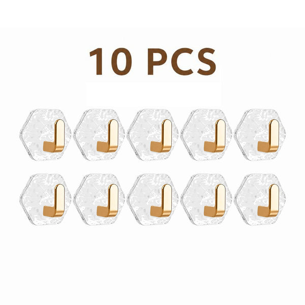 10 Pcs Heavy-Duty Plastic Self-Adhesive Hexagonal Ripple Hooks
